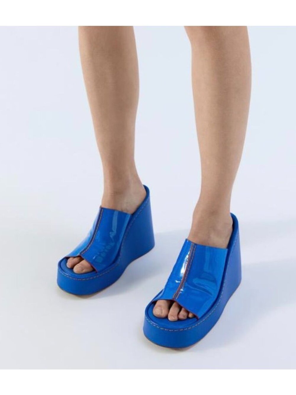 NEW Miista Rhea Blue Platform Wedge Sandal Size EU 38 US 8 $570 [jb]